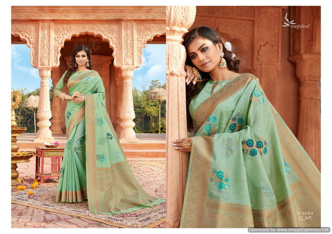 Meghdoot Mulberry New Fancy Party Wear Linen Latest Saree Collection